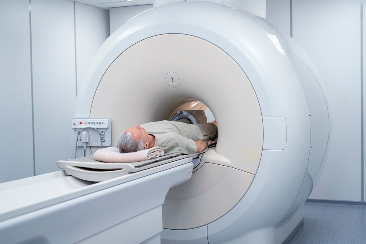 A patient going through a MRI scan