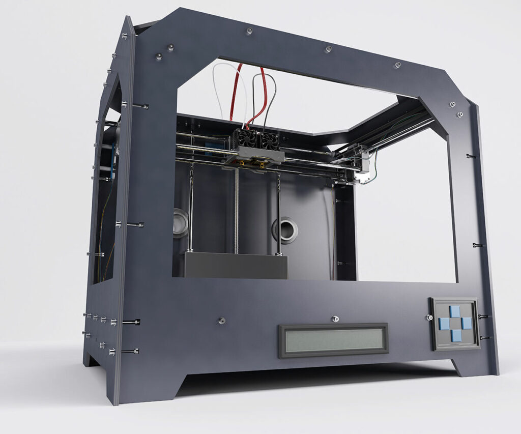 Product shot of a 3d printer that could be used for printing different parts for prosthetics