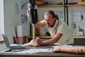 inspecting a below knee socket prosthesis