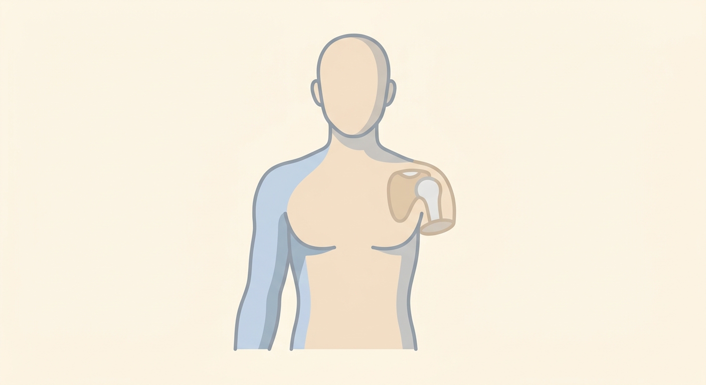 Illustration showing shoulder disarticulation with the arm removed at the shoulder joint and the other arm intact