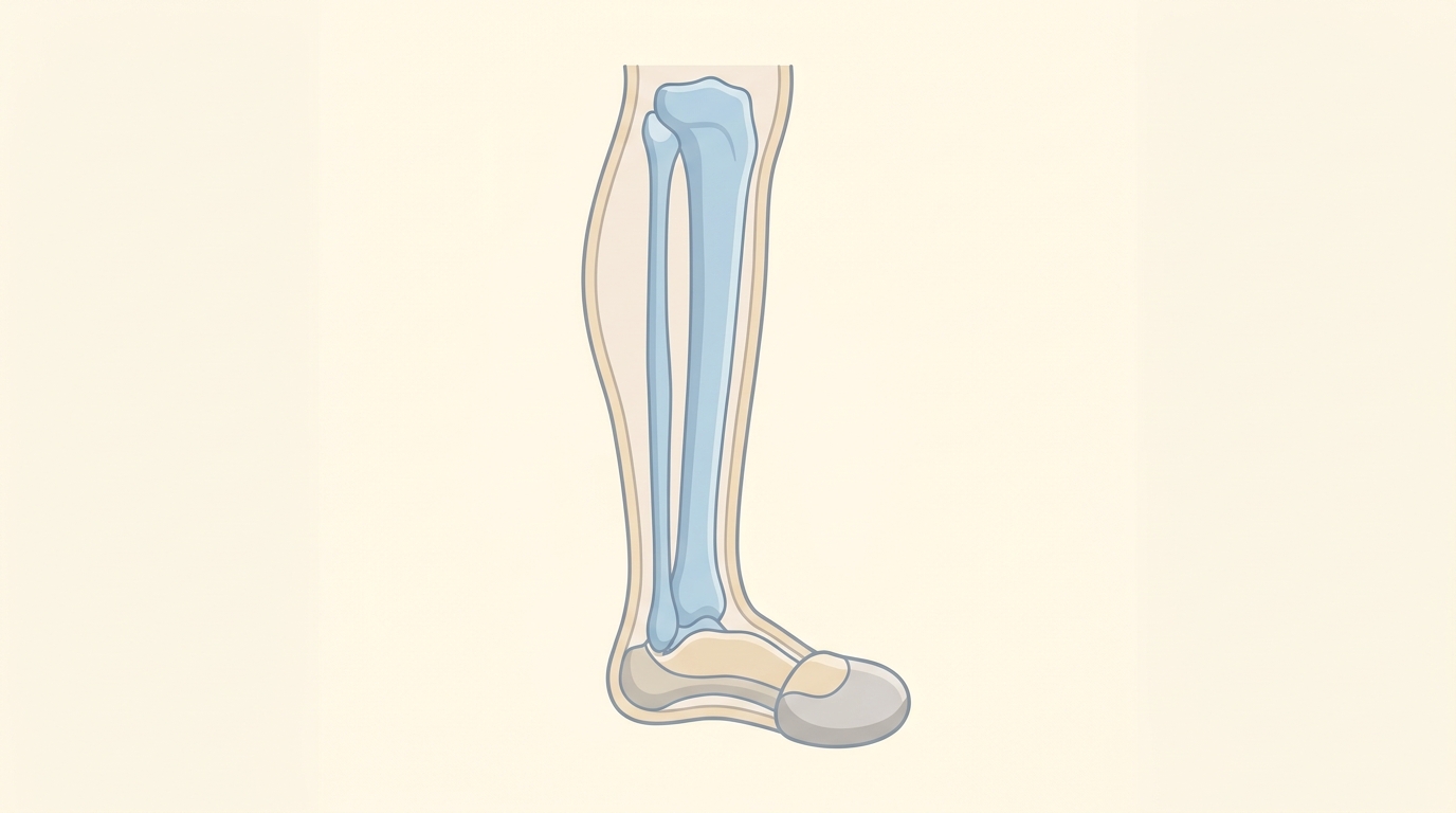 Illustration of a Syme amputation residual limb with the heel pad cushioning the end of the tibia