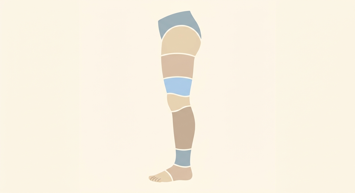 Illustration of the lower limb amputation levels along the leg from toe to hip